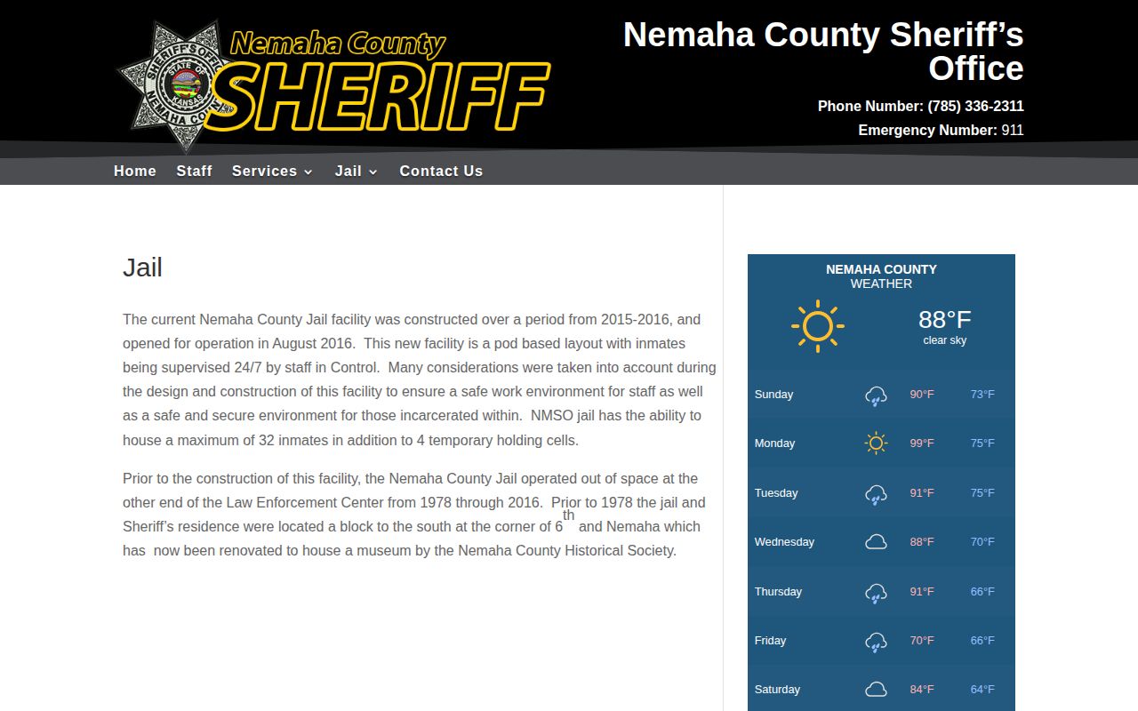 Nemaha County Jail facility and release-record source